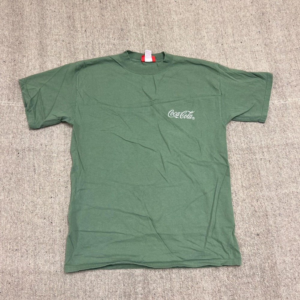 Vintage Coca Cola Shirt Mens Medium Green 1990s USA Embroidered